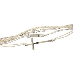 2 LEFT! Infinity Cross Love Faux Leather Multi-layered Bracelet